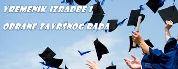 VREMENIK IZRADE I OBRANE ZAVRŠNOG RADA za šk. god. 2019./20.