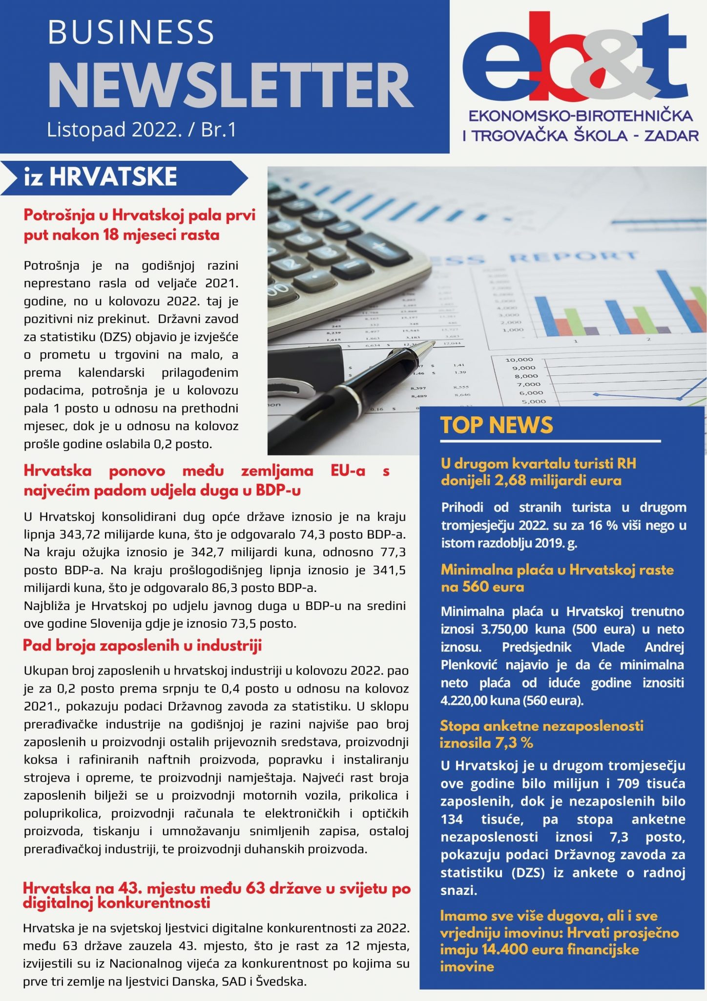 Učenička zadruga naše škole predstavlja Vam novi projekt – EBTŠ BUSINESS NEWSLETTER!