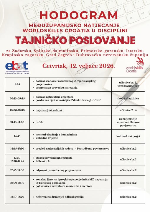HODOGRAM NATJECANJA WORLDSKILLS CROATIA – TAJNIČKO POSLOVANJE HODOGRAM NATJECANJA WORLDSKILLS CROATIA – TAJNIČKO POSLOVANJE